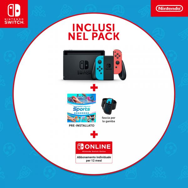 Switch Console 1.1 Neon Blue / Neon Red + Switch Sport + Fascia + 12 Mesi NSO - Disponibile in 2-3 giorni lavorativi