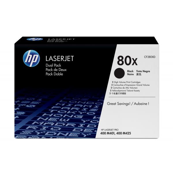 HP Confezione da 2 cartucce originali Toner nero ad alta capacità LaserJet 80X - Disponibile in 6-7 giorni lavorativi