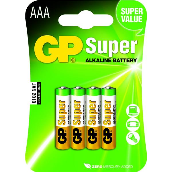 Pile Alkaline GP AAA Super (blister 4pz) - Disponibile in 2/3 giorni lavorativi GP Battery