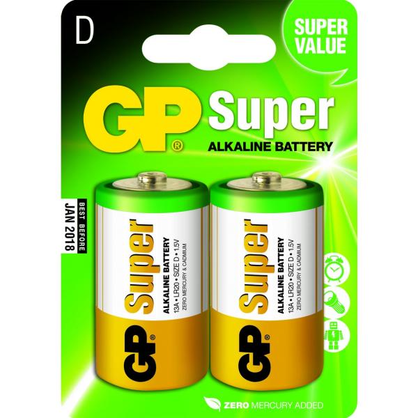 Pile Alkaline GP D Super (blister 2pz) - Disponibile in 2/3 giorni lavorativi