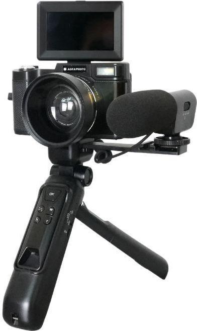 AGFA Photo Vlogging-Set: Kamera VLG-4K mit Weitwinkelobjektiv, Powerbank-Stativ, Fernbedienung und Mikrofon (VLG4KDIG) - Disponibile in 6-7 giorni lavorativi