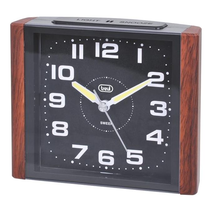 Trevi 0309530 Orologio-sveglia in Legno Silent Quartz, Grande Quadrante Illuminato, 2 batt aa - Disponibile in 3-4 giorni lavorativi