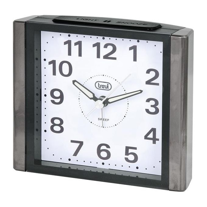 Trevi 0309500 Orologio-sveglia Silent Quartz, Grande Quadrante Illuminato, 2 batt aa - Disponibile in 3-4 giorni lavorativi