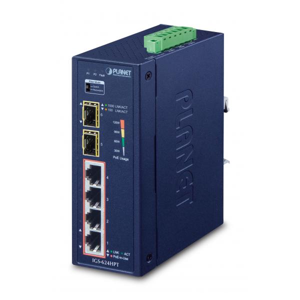 PLANET IGS-624HPT switch di rete Non gestito Gigabit Ethernet (10/100/1000) Supporto Power over Ethernet (PoE) Blu - Disponibile in 6-7 giorni lavorativi