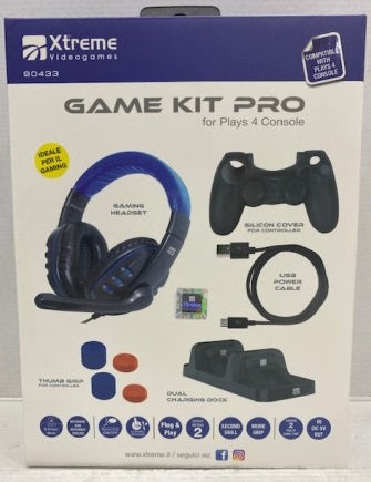 PS4 XTREME Game Kit Pro PS4 (cuffie+cavo+silicon cover+dual charging+thumb grip) Accessori - Disponibile in 2/3 giorni lavorativi