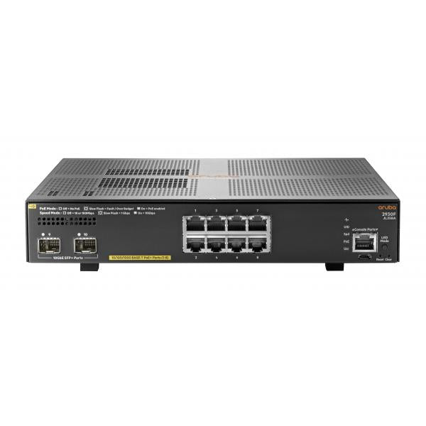 Hewlett Packard Enterprise Aruba 2930F 8G PoE+ 2SFP+ Gestito L3 Gigabit Ethernet (10/100/1000) Grigio 1U Supporto Power over Ethernet (PoE) - Disponibile in 6-7 giorni lavorativi