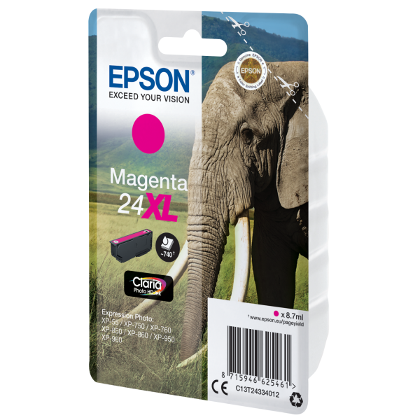 CONSUMABILI EPSON CARTU. MAGENTA SERIE24XL ELEFANTE - Disponibile in 3-4 giorni lavorativi Epson