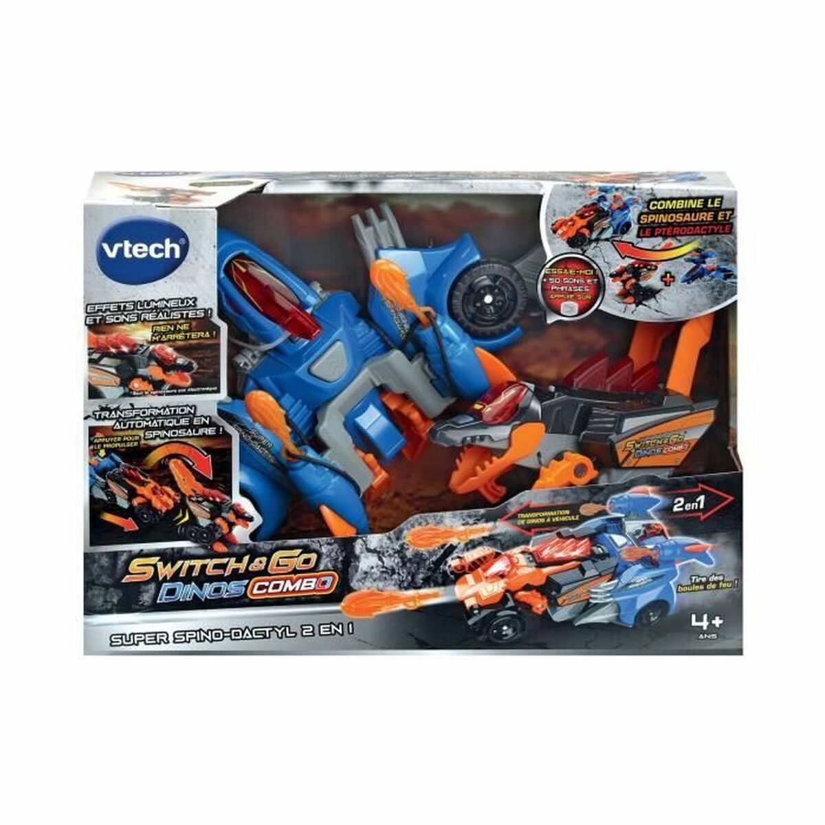 Super Robot Trasformabile Vtech Switch & Go Dinos Combo: SUPER SPINO-DACTYL 2 IN 1 Dinosauro - Disponibile in 3-4 giorni lavorativi