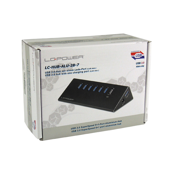 LC-Power Docking Station HUB USB 3.0 LC-HUB-ALU-2B-7 - Disponibile in 2-4 giorni lavorativi