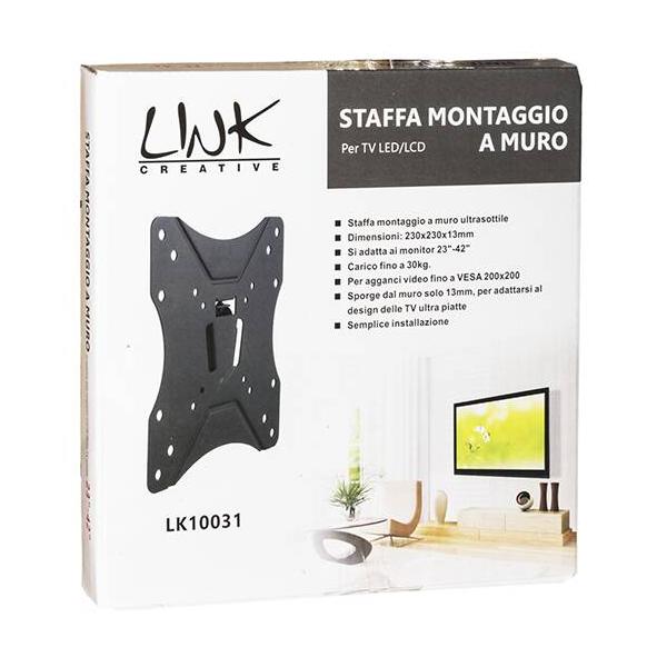 Link LK10031 Staffa a Muro Fissa Ultrasottile per Tv 23-42'' Fino a vVsa 200x200mm Nero - Disponibile in 3-4 giorni lavorativi