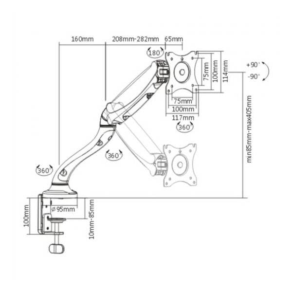 Link LK10034 Braccio Supporto da Tavolo a Gas per Monitor Fissaggio a Morsa - Disponibile in 3-4 giorni lavorativi