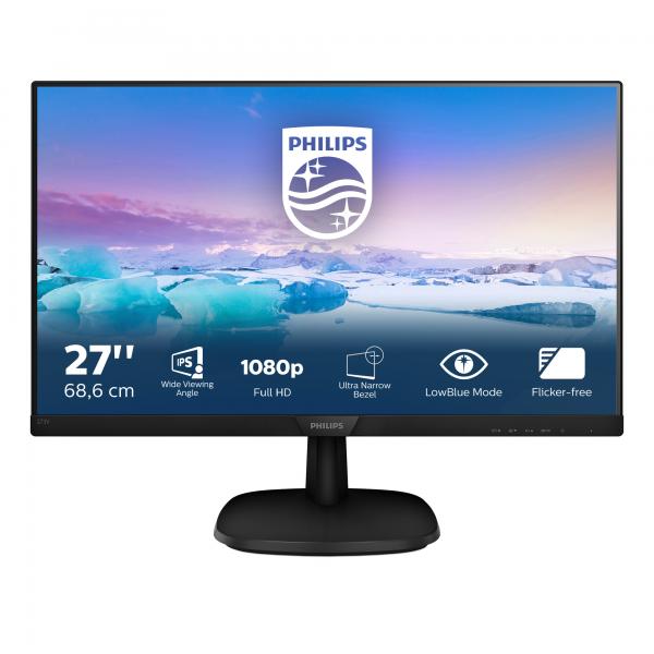 Monitor Nuovo MONITOR PHILIPS LED 27" Wide 273V7QJAB/00 1920x1080 5ms 250cd/mq 1000:1(10.000.000:1) 2x2W MM VGA HDMI DP - Disponibile in 3-4 giorni lavorativi