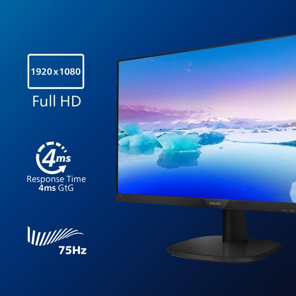 Monitor Nuovo MONITOR PHILIPS LED 27" Wide 273V7QJAB/00 1920x1080 5ms 250cd/mq 1000:1(10.000.000:1) 2x2W MM VGA HDMI DP - Disponibile in 3-4 giorni lavorativi