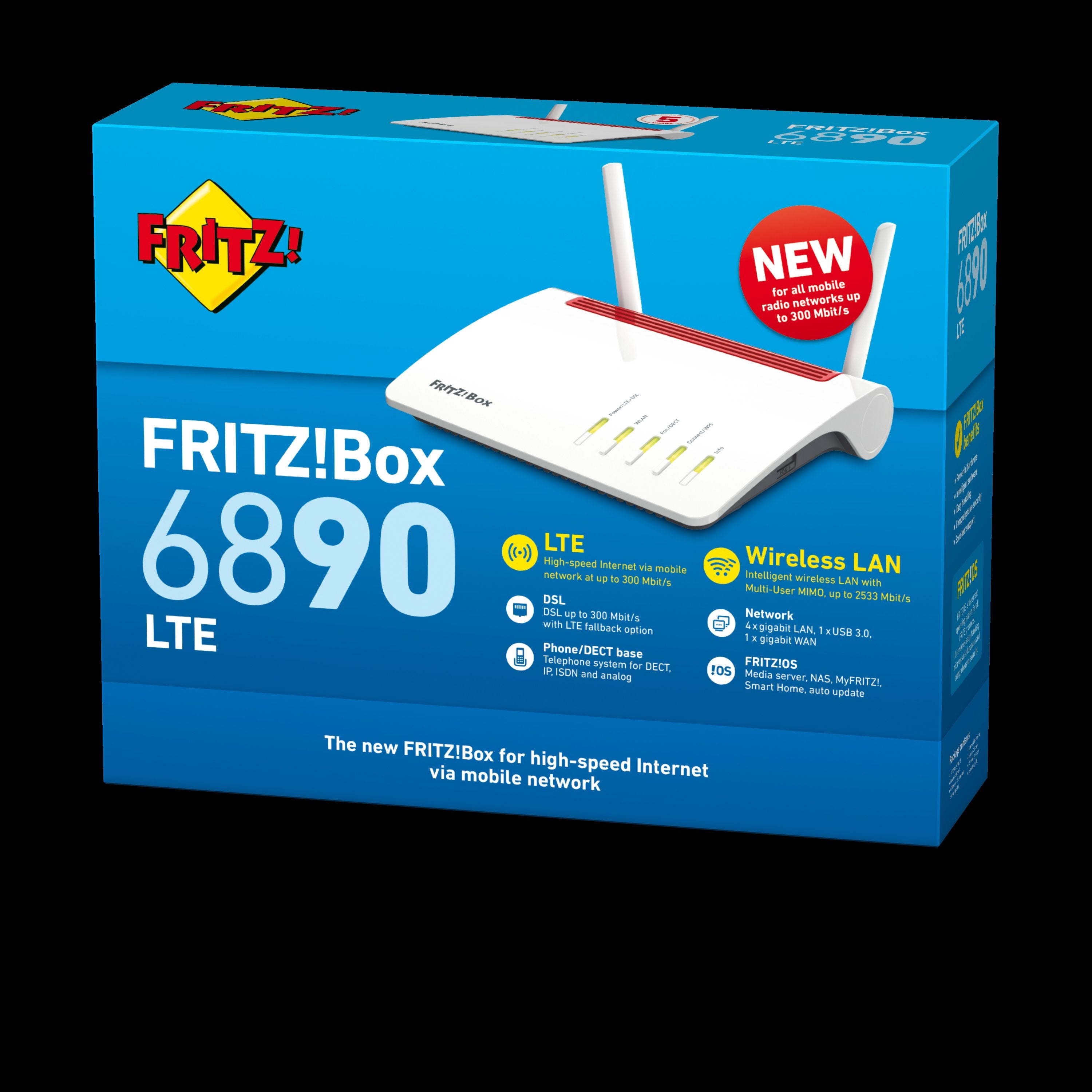 AVM FRITZ! ROUTER FRITZ!BOX 6890 AC+N 2533 ADSL/VDSL/LTE 4G INTERNATIONAL - Disponibile in 3-4 giorni lavorativi