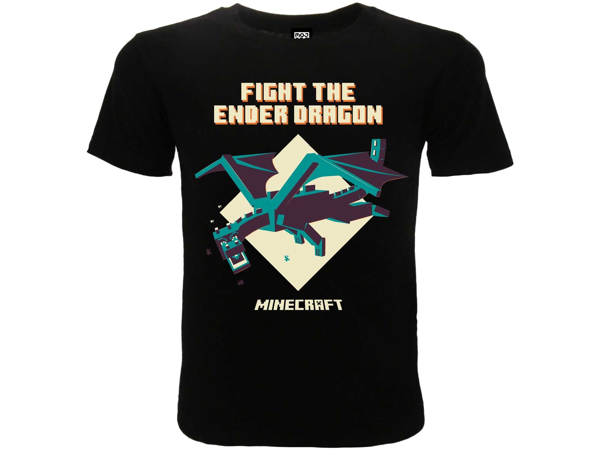 MINECRAFT - "Fight the ender dragon" T-shirt 9/11 anni nera - Disponibile in 2/3 giorni lavorativi