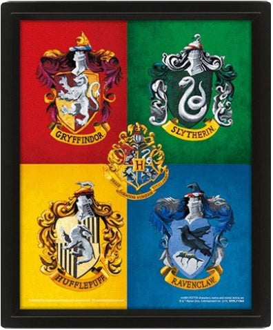 PYRAMID HARRY POTTER (COLOURFUL CRESTS) - POSTER 3D LENTICULAR INCORNICIATO - Disponibile in 2/3 giorni lavorativi