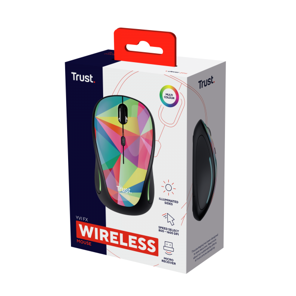 MOUSE TRUST YVI FX WIRELESS GEOMETRICA 800/1.600 DPI - Disponibile in 3-4 giorni lavorativi Trust