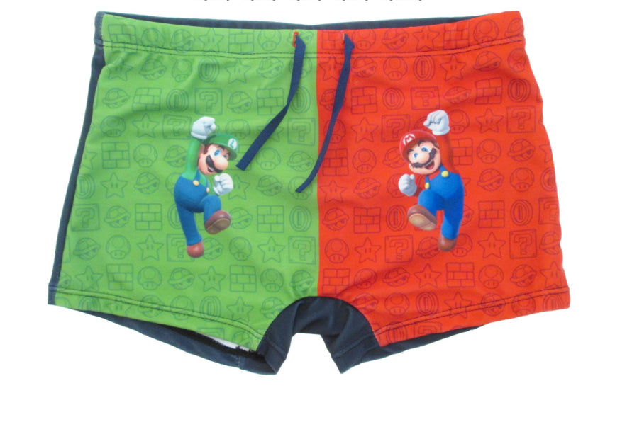 NINTENDO SUPER MARIO : MARIO E LUIGI - COSTUME DA BAGNO BOXER 8 ANNI (128cm) - Disponibile in 2/3 giorni lavorativi GED