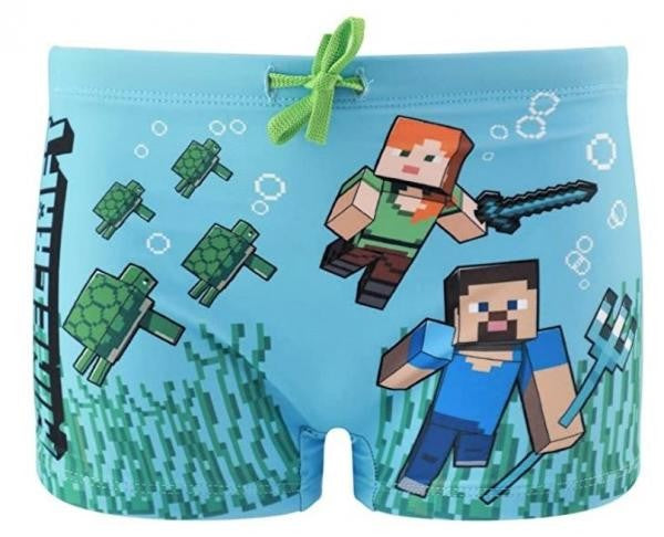 MINECRAFT : AGGIORNAMENTO ACQUATICO STEVE ED ALEX - COSTUME DA BAGNO BOXER 9 ANNI (134cm) - Disponibile in 2/3 giorni lavorativi GED