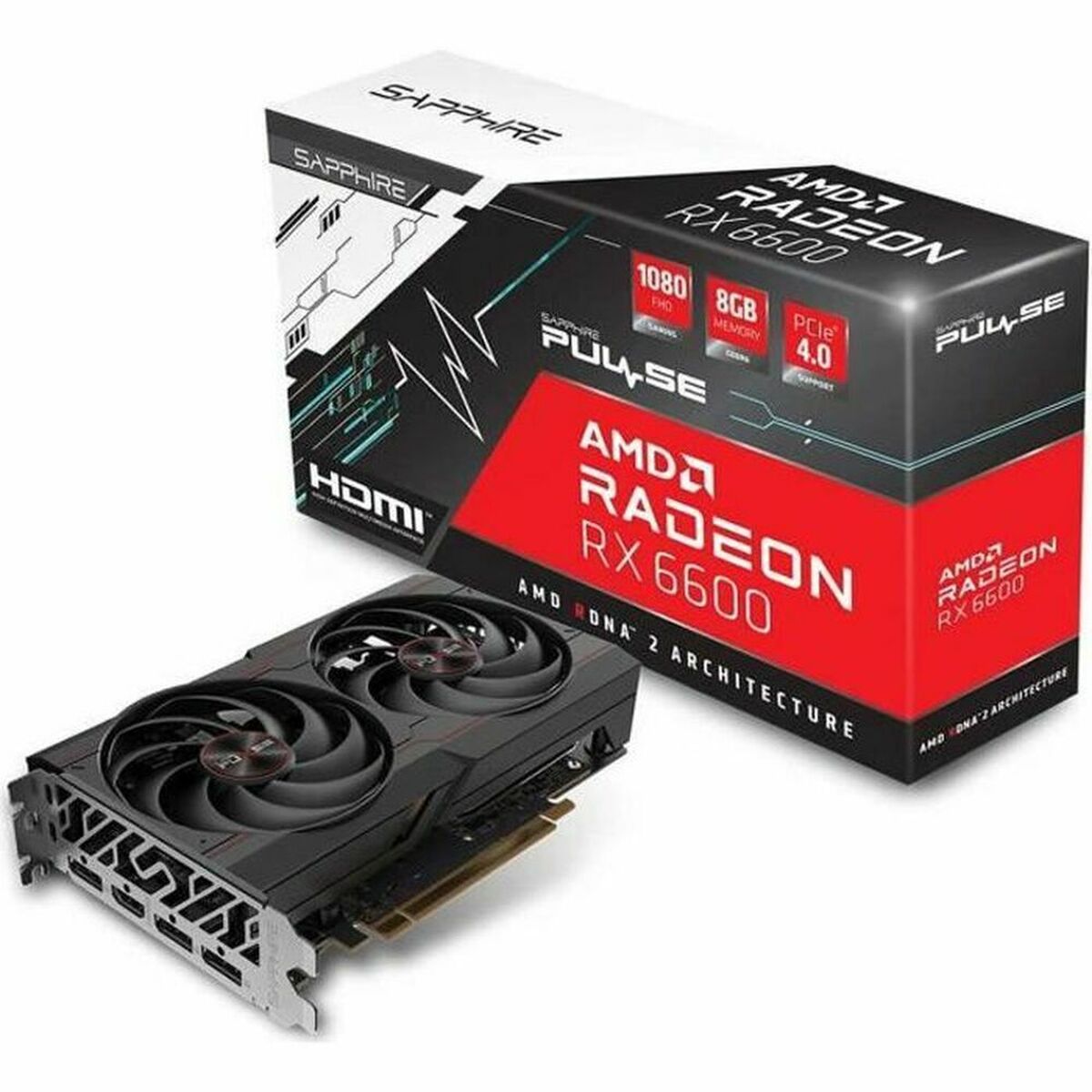 Scheda Grafica Sapphire Radeon RX 6600 Pulse Gaming AMD Radeon RX 6600 8 GB GDDR6 - Disponibile in 3-4 giorni lavorativi Sapphire