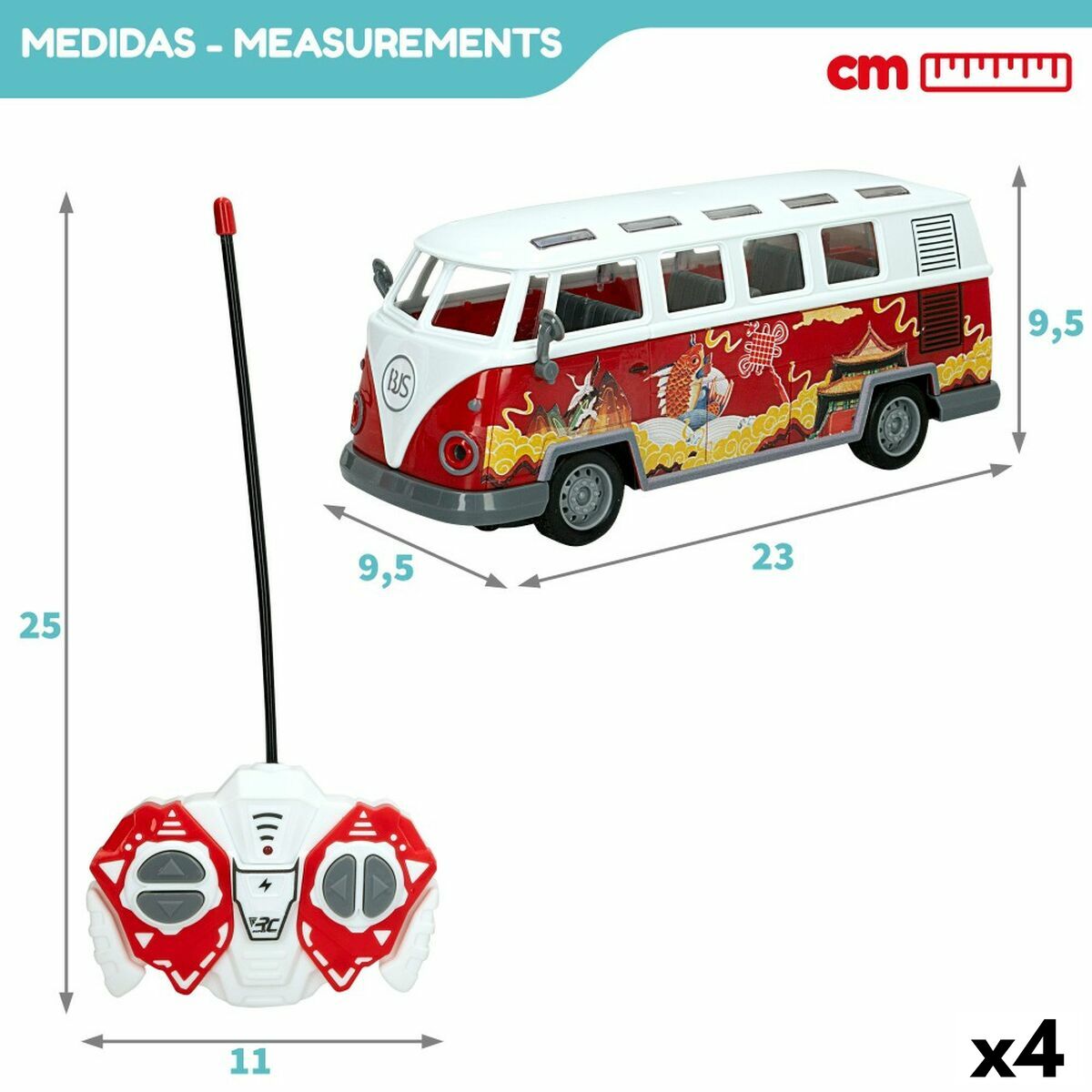 Macchinina Radiocomandata Speed & Go 1:30 23 x 9,5 x 9,5 cm Autobus 4 Unità - Disponibile in 3-4 giorni lavorativi