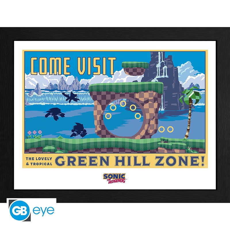 ABYSTYLE SONIC - Poster incorniciato: "Green Hill Zone" (30x40) - Disponibile in 2/3 giorni lavorativi Abystyle