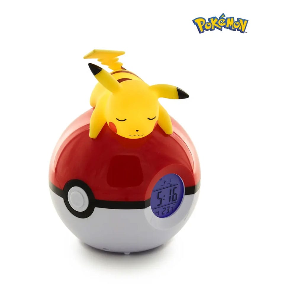 POKEMON OROLOGIO SVEGLIA DIGITALE POKEBALL CON LAMPADA PIKACHU 18 CM - Disponibile in 2/3 giorni lavorativi