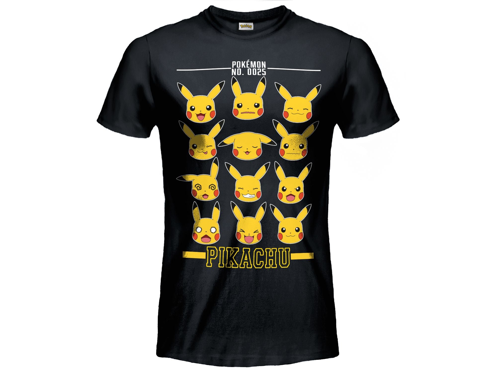 T-Shirt Pokemon - Faccine Pikachu Nera 7/8 - Disponibile in 2/3 giorni lavorativi GED