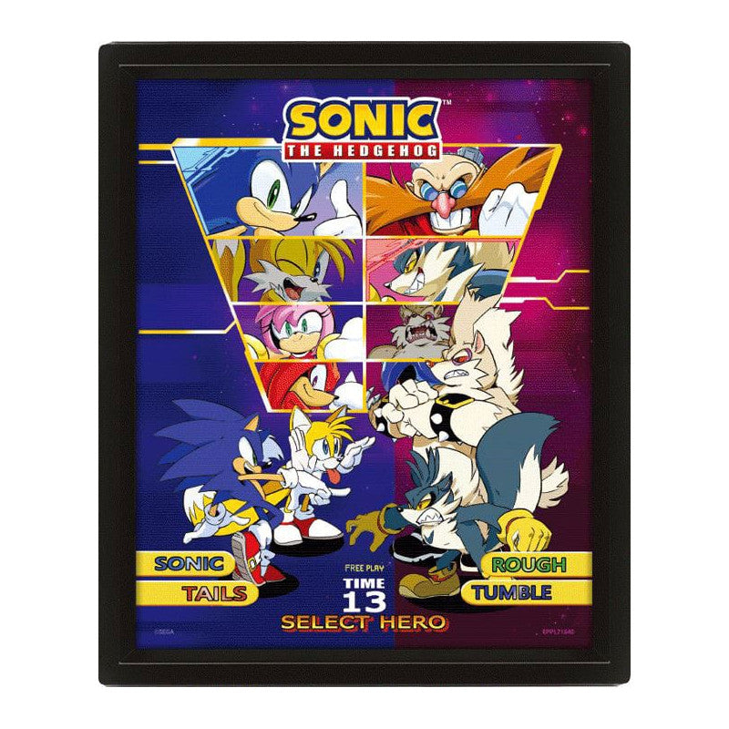 PYRAMID SONIC THE HEDGEHOG (SELECT YOUR FIGHTER) POSTER INCORNICIATO 3D - Disponibile in 2/3 giorni lavorativi Pyramid