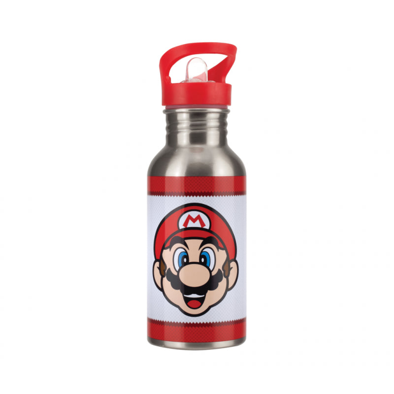 PALADONE NINTENDO SUPER MARIO METAL WATER BOTTLE WITH STRAW - Disponibile in 2/3 giorni lavorativi Paladone