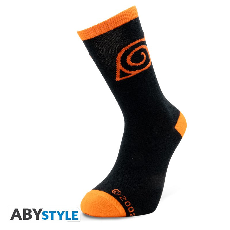 ABYSTYLE NARUTO SHIPPUDEN - Calzini: "Konoha" (Black & Orange) - Disponibile in 2/3 giorni lavorativi Abystyle