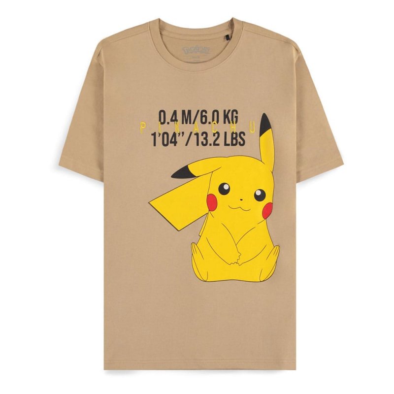 DIFUZED Pokémon - Beige Pikachu Unisex Short Sleeved T-shirt S - Disponibile in 2/3 giorni lavorativi Difuzed