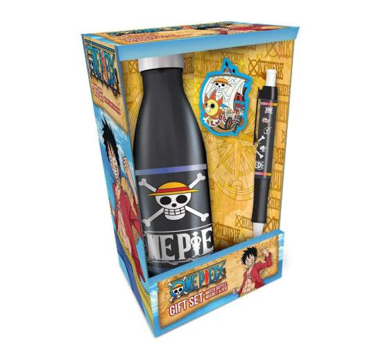 PYRAMID ONE PIECE - SET REGALO: EMBLEMI TESCHIO EQUIPAGGIO DI PAGLIA - BOTTIGLIA, MAGNETE E PENNA - Disponibile in 2/3 giorni lavorativi