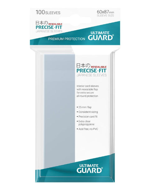 ULTIMATE GUARD Precise-Fit Sleeves Resealable Japanese Size Transparent (100) - Disponibile in 2/3 giorni lavorativi