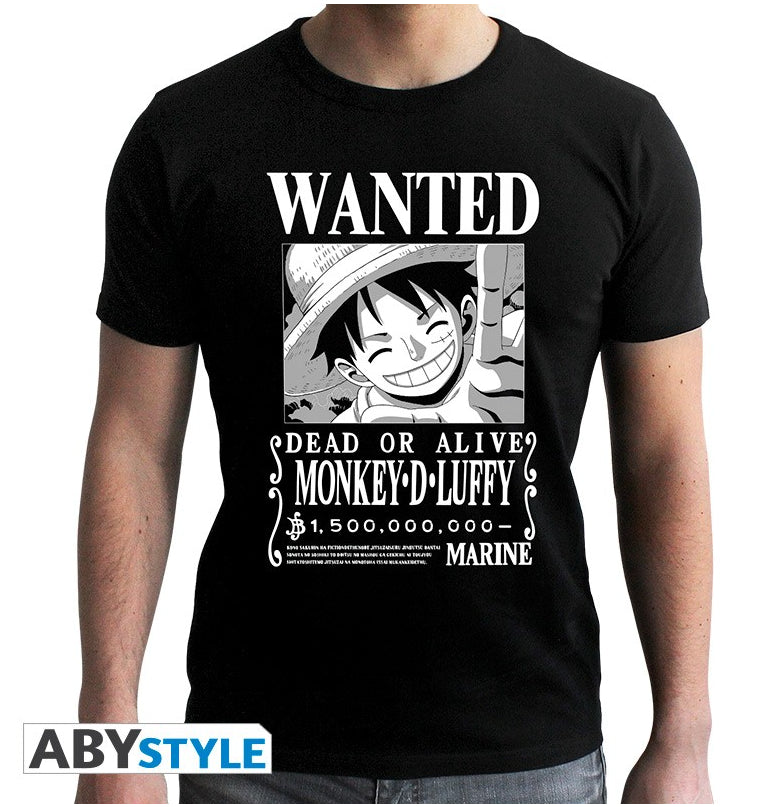ABYSTYLE ONE PIECE - T-shirt: "Wanted Luffy BW" (S) - Disponibile in 2/3 giorni lavorativi Abystyle