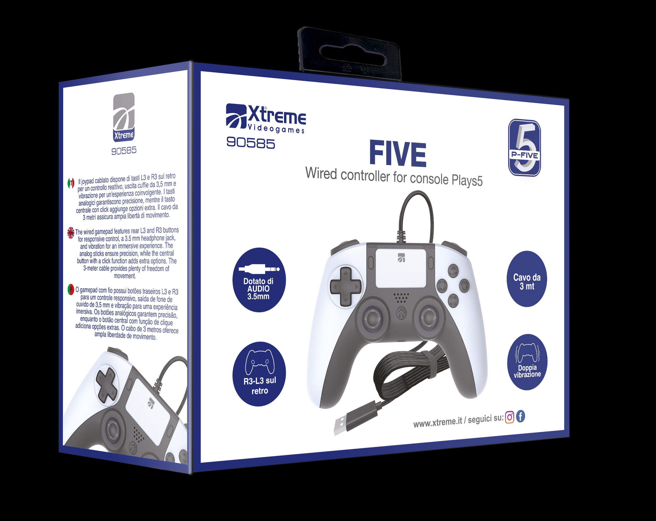 PS5 XTREME PlayStation 5 PAD Pfive Wired Accessori - Disponibile in 2/3 giorni lavorativi