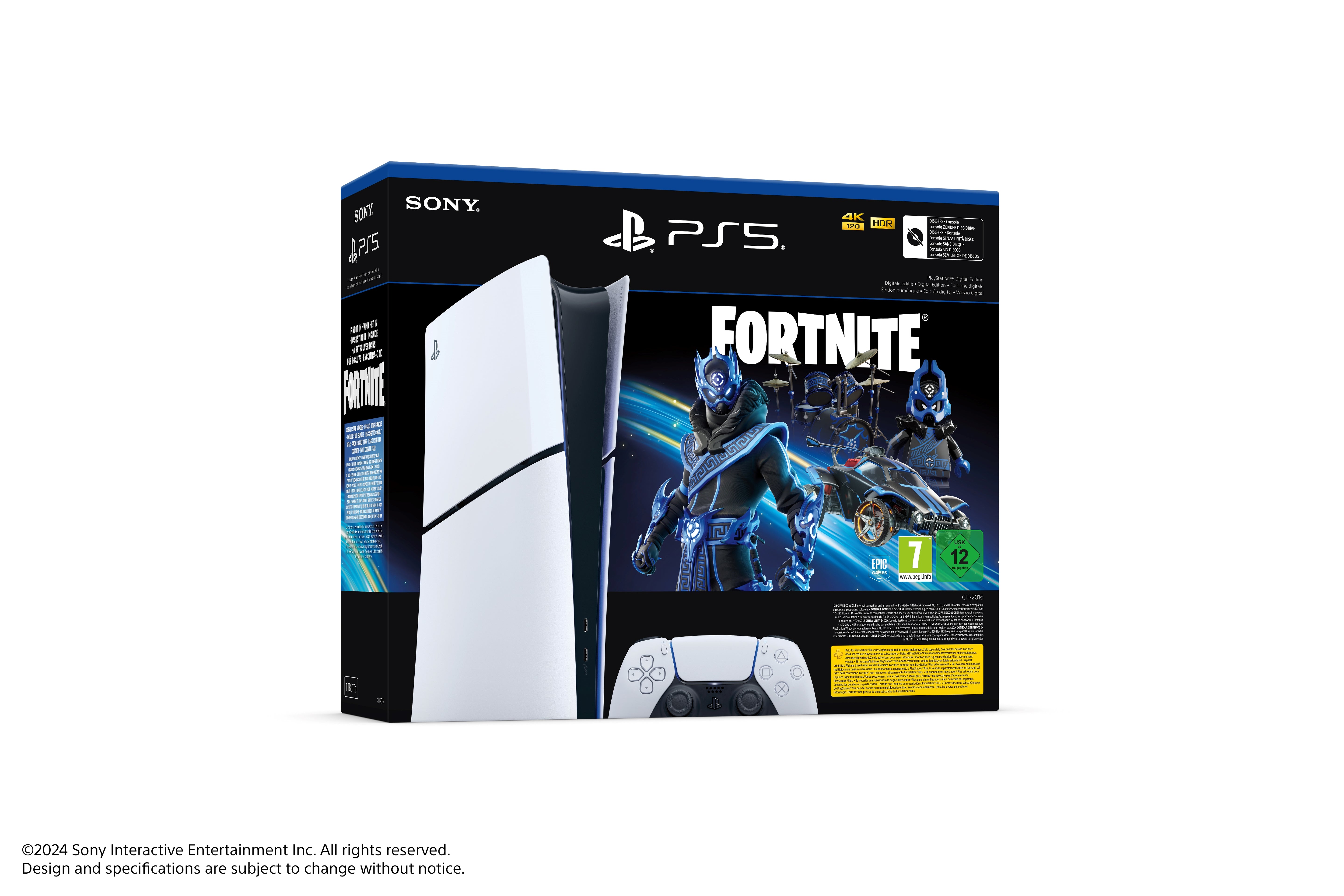 Console Playstation 5 Digital Slim Chassis D - Cobalt Star di Fortnite Bundle - Disponibile in 2/3 giorni lavorativi