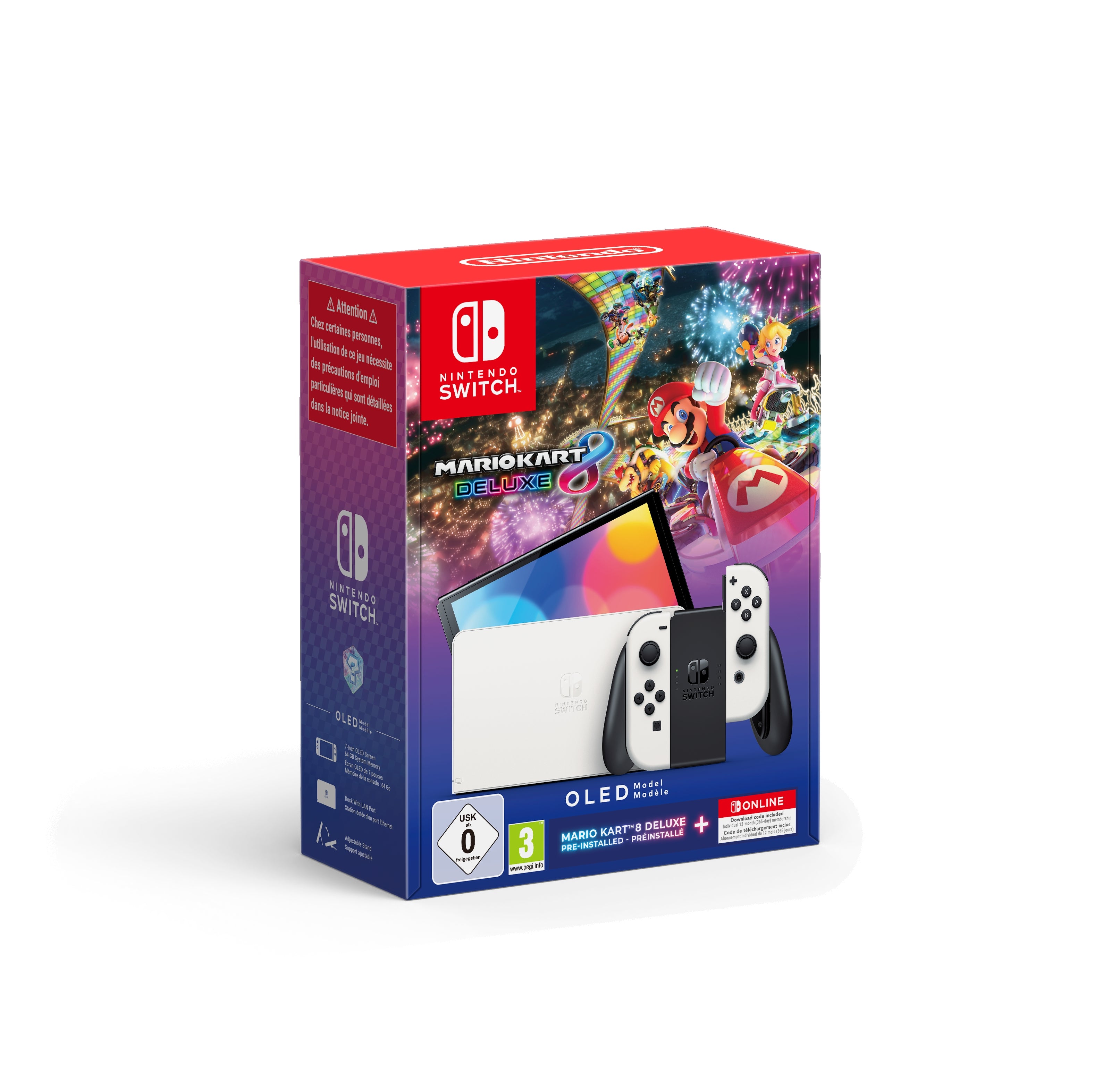 Console Nintendo Switch OLED Bianca + Mario Kart 8 + 12 mesi NSO - Disponibile in 2/3 giorni lavorativi