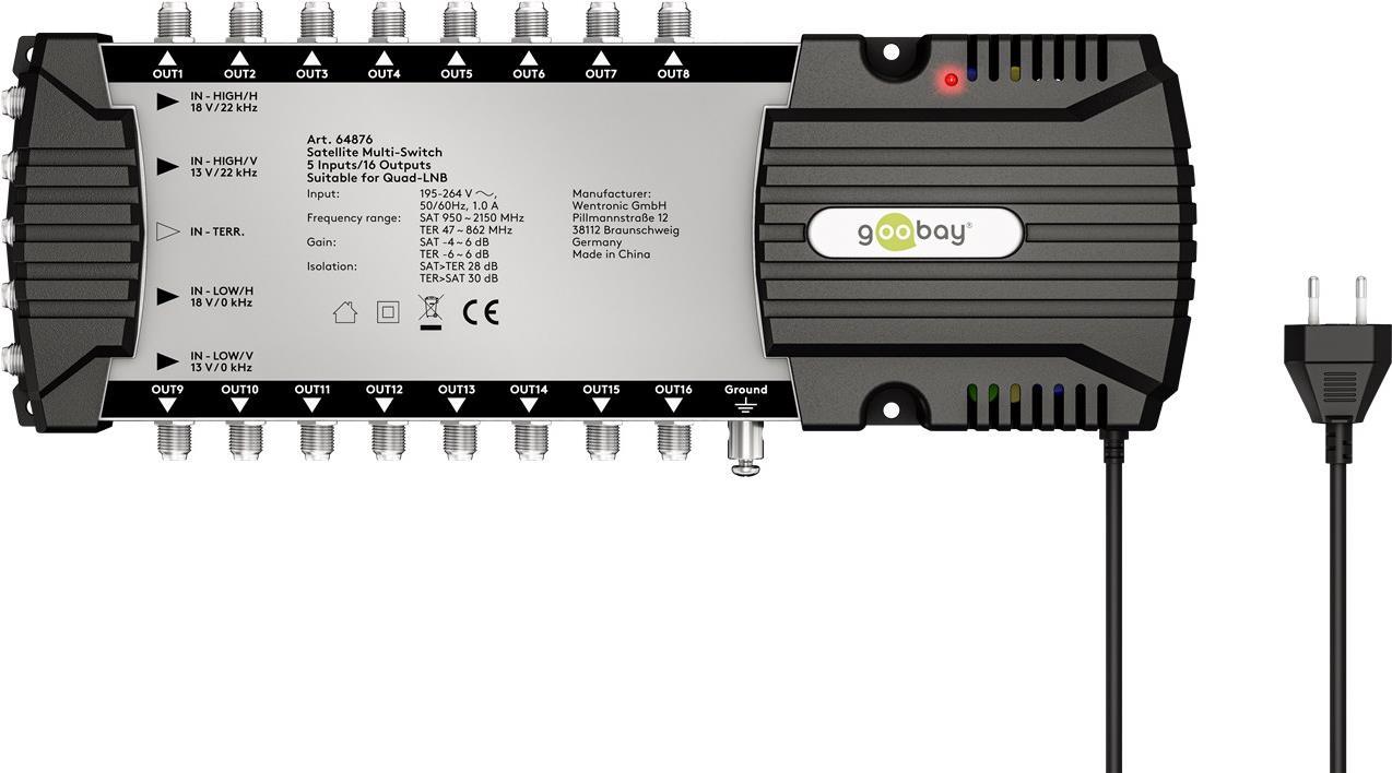 Goobay Sat-Multischalter 5 Eingnge/16 Ausgnge (64876) - Disponibile in 6-7 giorni lavorativi