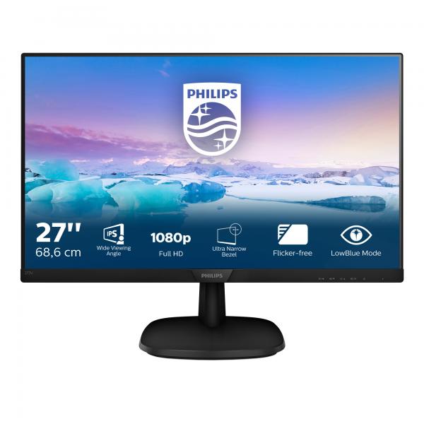 Monitor Nuovo MONITOR PHILIPS LED 27" Wide 273V7QDAB/00 IPS 1920x1080 Full HD 5ms 250cd/m 1000:1(10.000.000:1) 2X2W MM VGA DVI HDMI - Disponibile in 3-4 giorni lavorativi