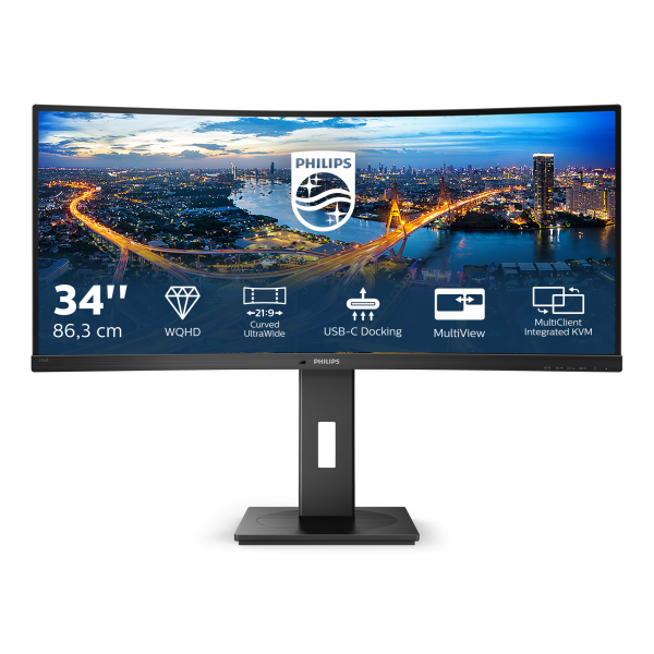 Monitor Nuovo MONITOR PHILIPS LED 34" CURVED 346B1C/00 VA 3440x1440 5ms 300cd/m 3000:1 (80.000.000:1)2x5W MM RegH HDMI DP USB-C GAMING - Disponibile in 3-4 giorni lavorativi