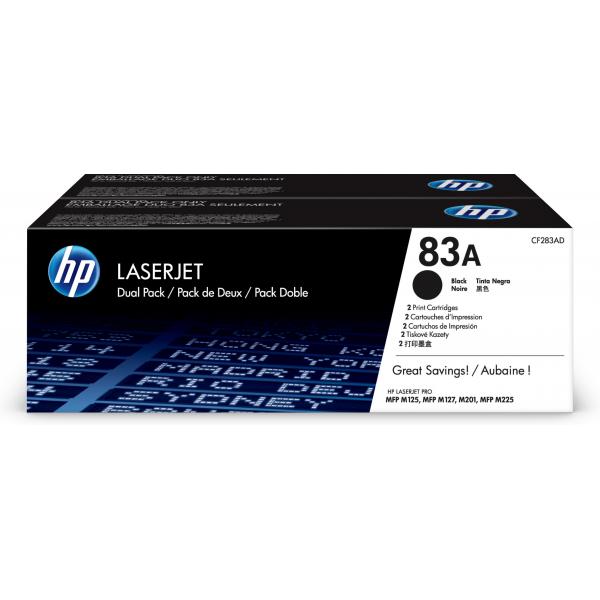 HP TONER NERO 83A 1.500PAG, 83A, KIT 2 PZ - Disponibile in 3-4 giorni lavorativi