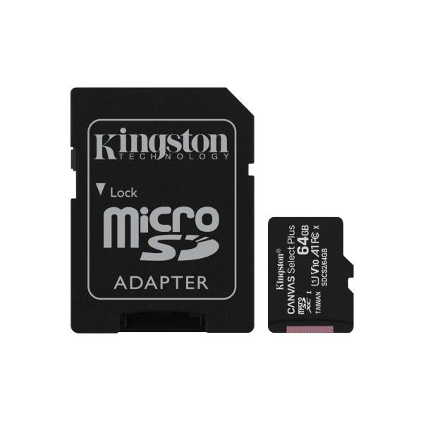 KINGSTON 64GB MICROSD CANVASSELECTPLUS+ADATTATORE - Disponibile in 3-4 giorni lavorativi