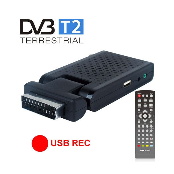 MINI DECODER MAJESTIC DEC-663 SCART/HDMI DVB-T/T2 HD/USB/REC Black - Disponibile in 3-4 giorni lavorativi