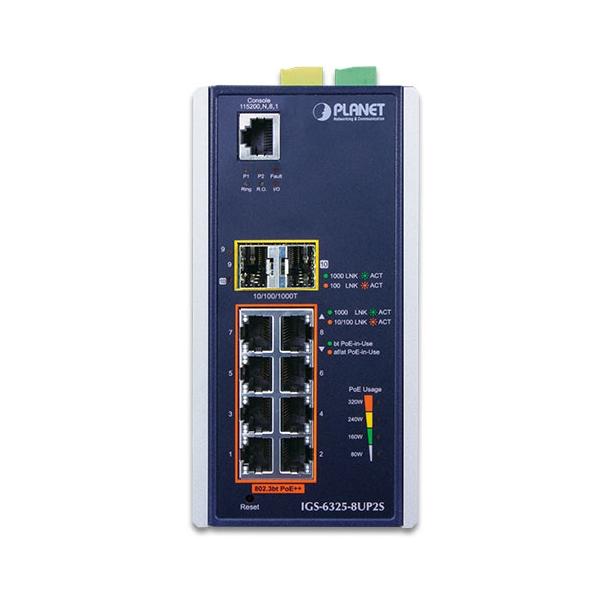 PLANET IGS-6325-8UP2S switch di rete Gestito L3 Gigabit Ethernet (10/100/1000) Supporto Power over Ethernet (PoE) Alluminio, Nero - Disponibile in 6-7 giorni lavorativi