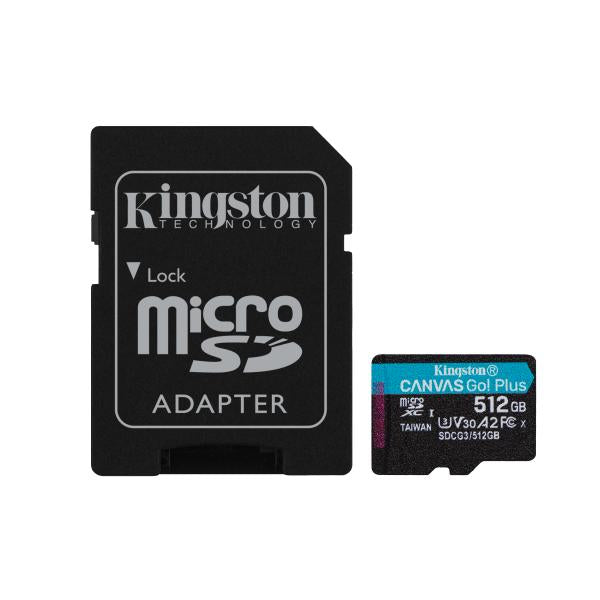 Scheda Di Memoria Micro SD con Adattatore Kingston Canvas Go! Plus 512 GB UHS-I Classe 10 - Disponibile in 3-4 giorni lavorativi