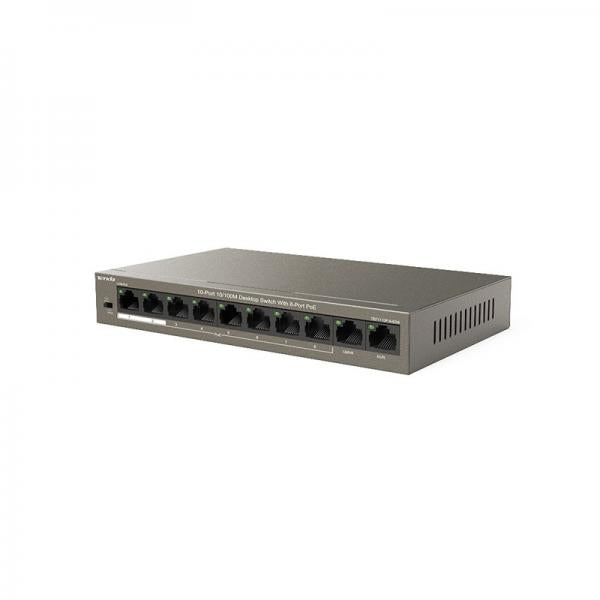 SWITCH TENDA TEF1110P-8-63W 8P LAN DESKTOP 10/100M 8P FE(POE)+2P FE(DATA+NVR) - Disponibile in 3-4 giorni lavorativi