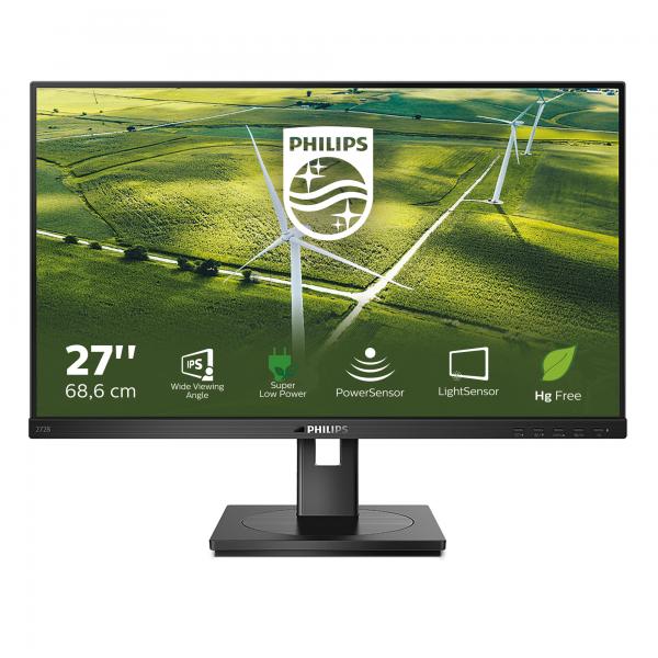 Monitor Nuovo MONITOR PHILIPS LED 27"Wide 272B1G/00 IPS 1920x1080 4ms 250cd/mq 1.000:1 2x2W MM Pivot RegH VGA DVI HDMI DP USB Low Power Green - Disponibile in 3-4 giorni lavorativi