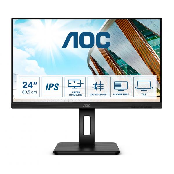 Monitor Led Nuovo AOC MONITOR 23,8 LED IPS QHD 16:9 4MS 250 CDM, PIVOT, VGA/DP/DVI/HDMI, MULTIMEDIALE - Disponibile in 3-4 giorni lavorativi