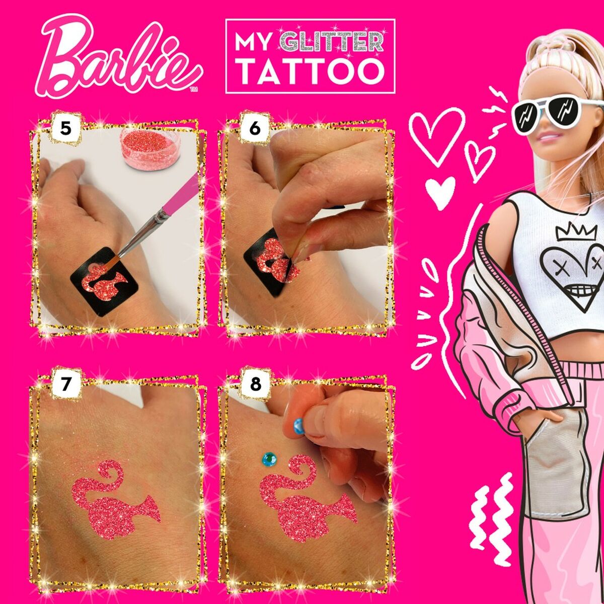 Tatuaggi Temporanei Barbie My Glitter Tattoo Porporina 20 Pezzi - Disponibile in 3-4 giorni lavorativi Barbie